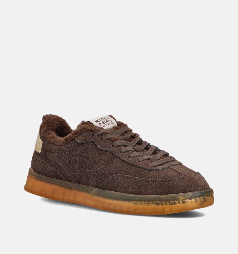 Scotch & Soda Nixie Donkerbruine Sneakers voor dames (362059) - geschikt voor steunzolen