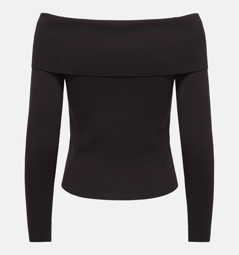 JDY Astra Donkerbruine Off-shoulder T-shirt met Lange Mouwen voor dames (379364)