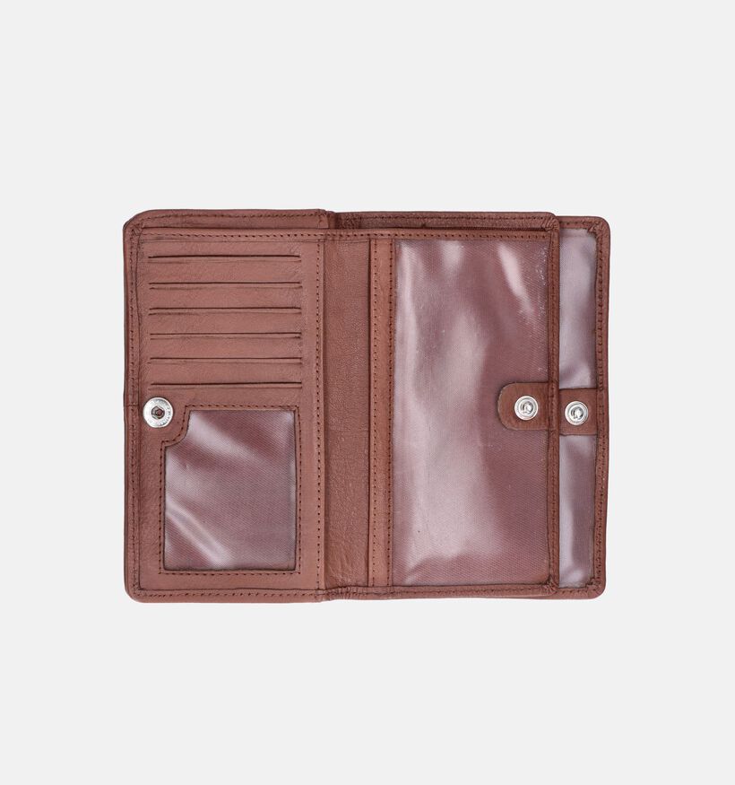 Euro-Leather Portefeuille à rabat en Cognac pour femmes (353519)
