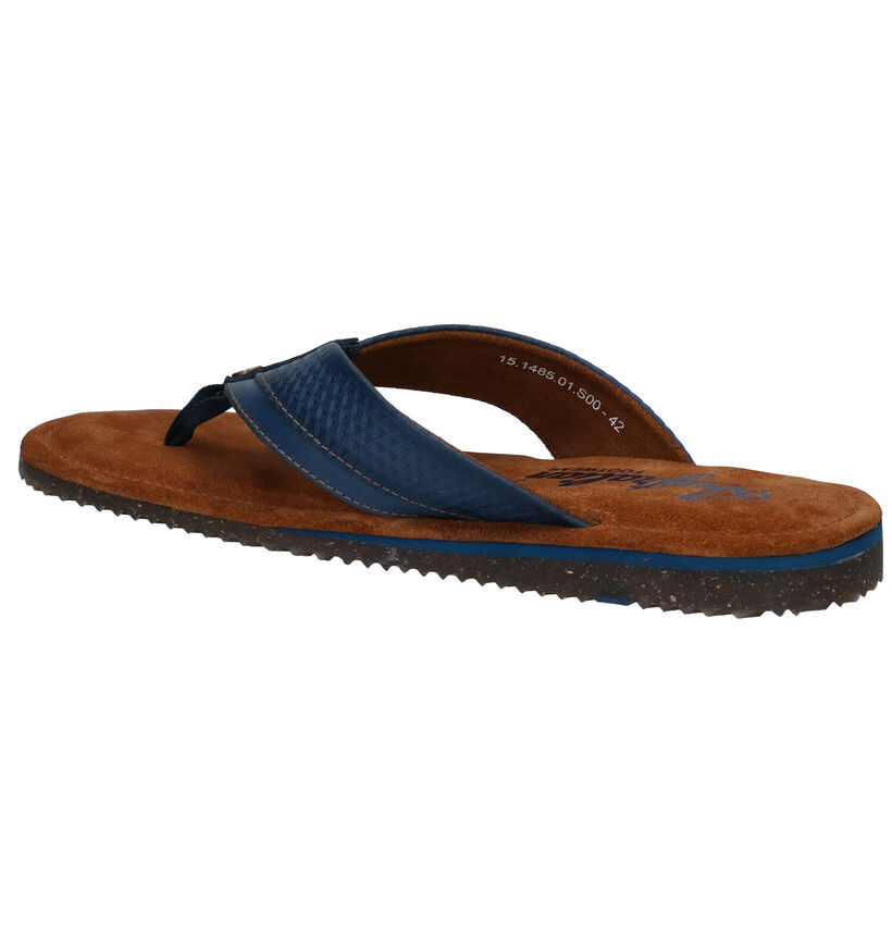 Australian Newport Blauwe Teenslippers in leer (289190)