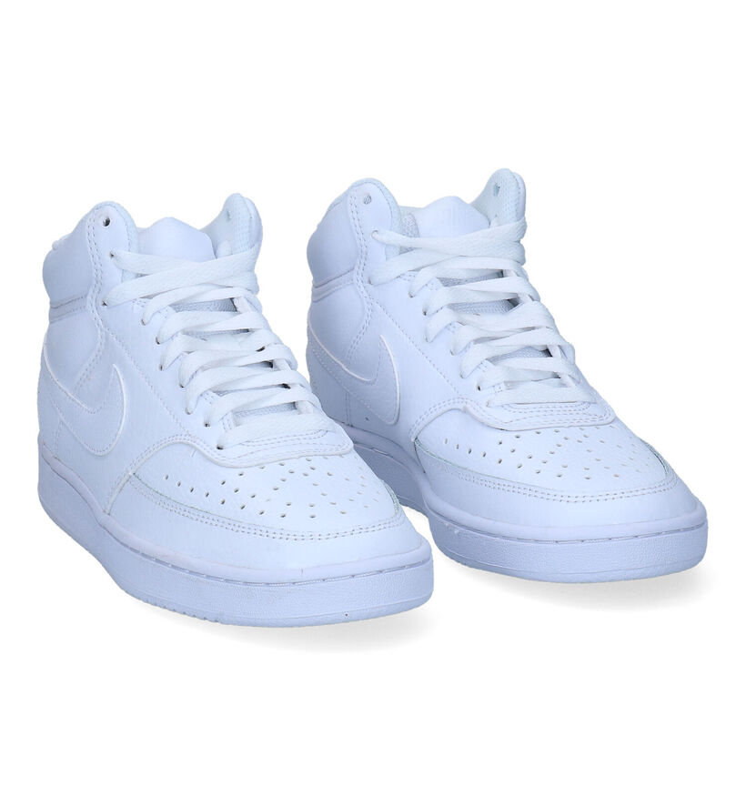 Nike Court Vision Mid Witte Sneakers in kunstleer (309042)