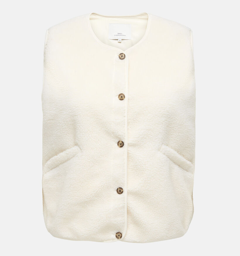 ONLY Carmakoma Baby Teddy Ecru Mouwloze Vest voor dames (378390)