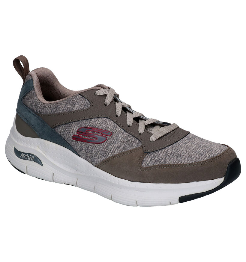 Skechers Arch Fit Grijze Sneakers in leer (295638)