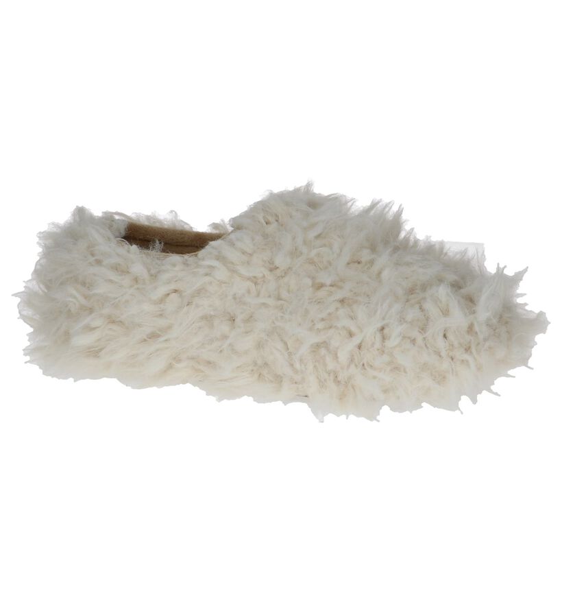 Hampton Bays Pantoufles fermées en Écru en faux fur (232362)