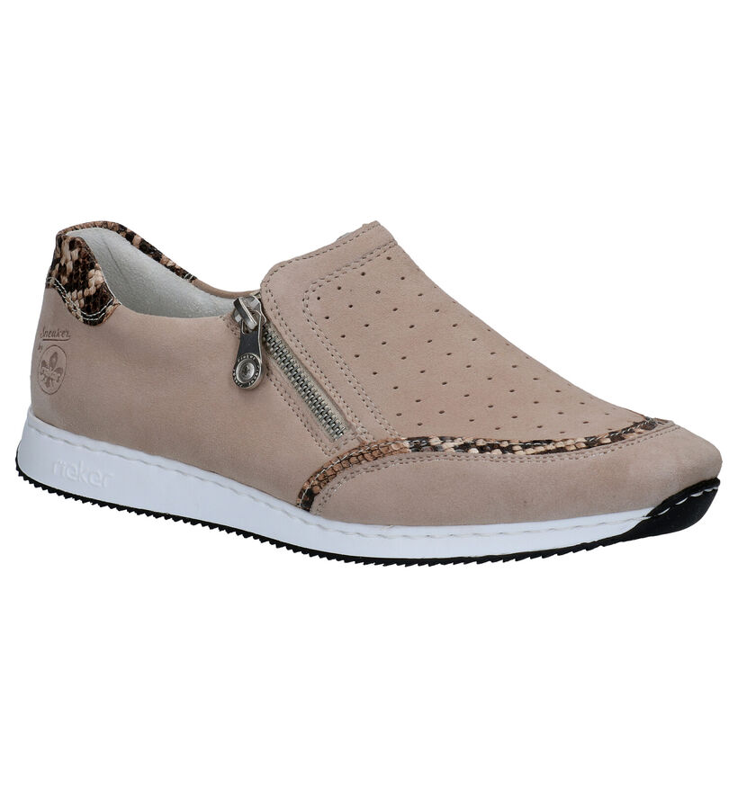 Rieker Taupe Instappers in nubuck (287371)