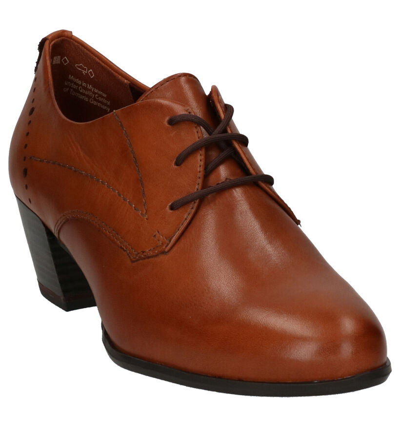 Tamaris ANTIshokk Cognac Enkelpumps in leer (253070)