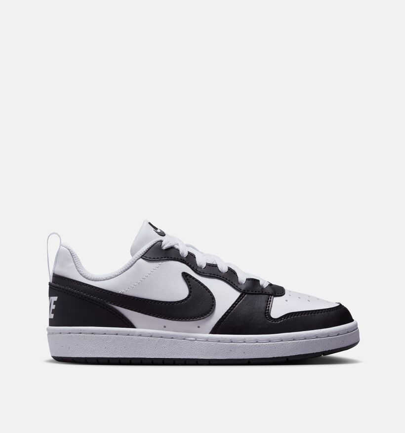 Nike Court Borough Low Baskets en Noir/Blanc pour filles, gar&ccedil;ons (381047) - pour semelles orthop&eacute;diques