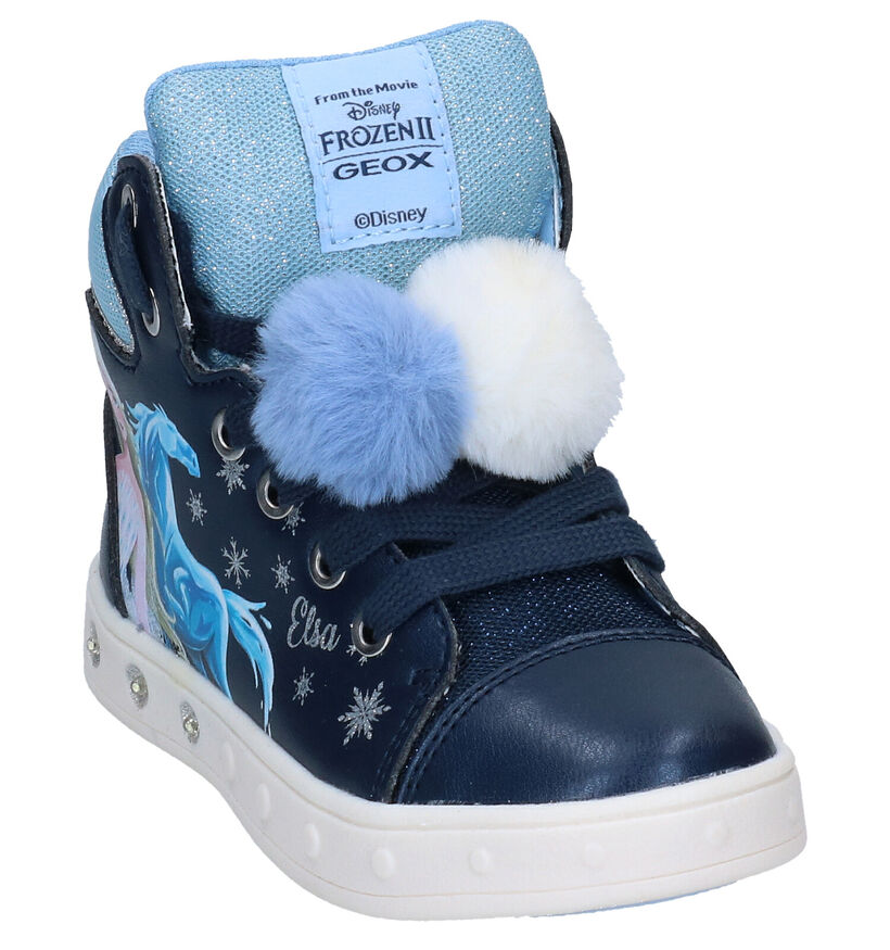 Geox Disney Frozen 2 Blauwe Hoge Schoenen in kunstleer (295120)