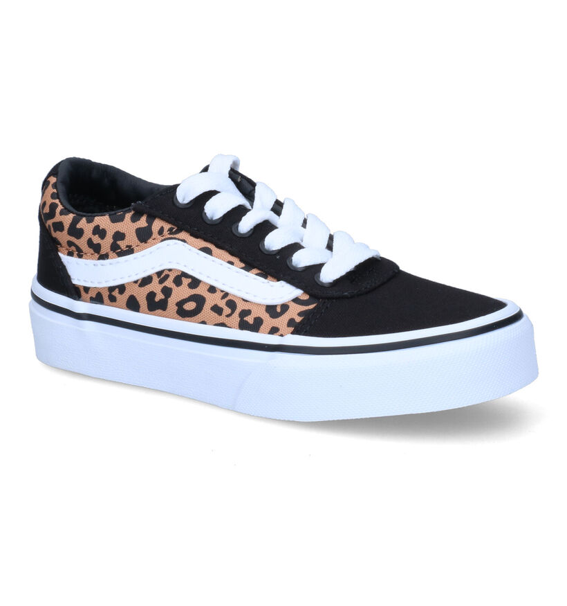 Vans Ward Cheetah Baskets en Noir en textile (303048)