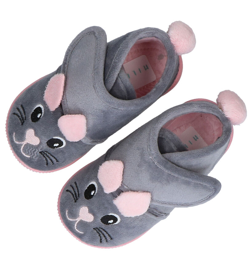 Milo & Mila Grijze Pantoffels in stof (283930)