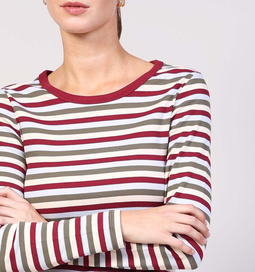 Pieces May Longsleeves en Bordeaux/Jaune pour femmes (365859)