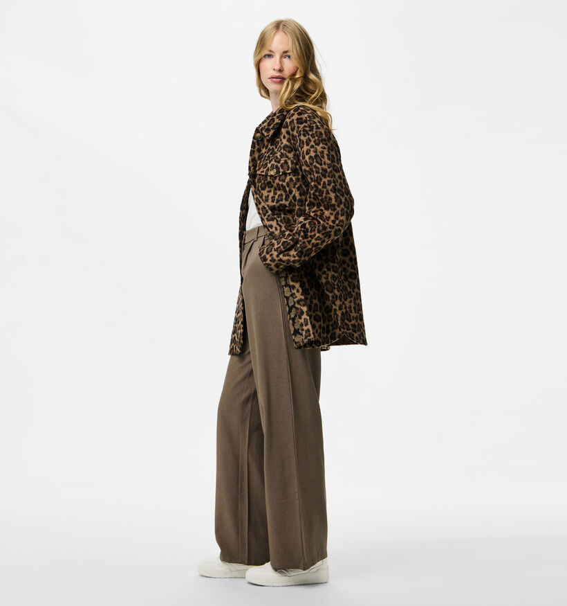 Pieces Saga Leopard Bruine Shacket voor dames (361134)