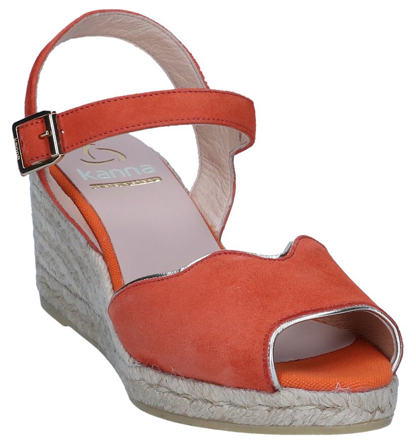 Oranje Sandalen met Sleehak Kanna in nubuck (246578)