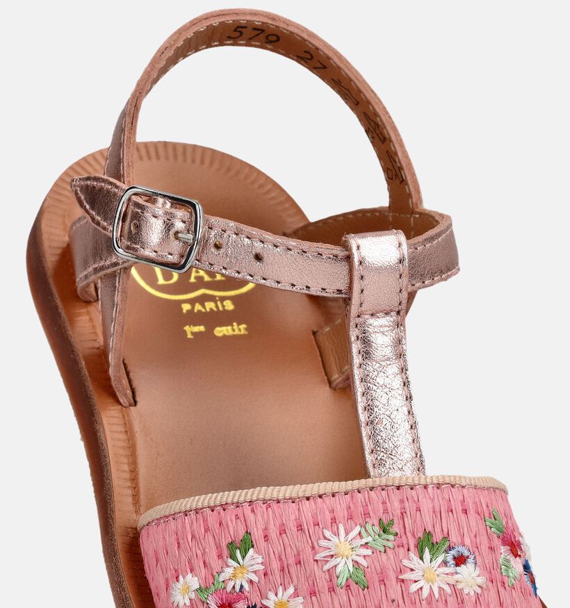 Pom d'Api Plagette Raphia Ros&eacute; Gouden Sandalen voor meisjes (370293)