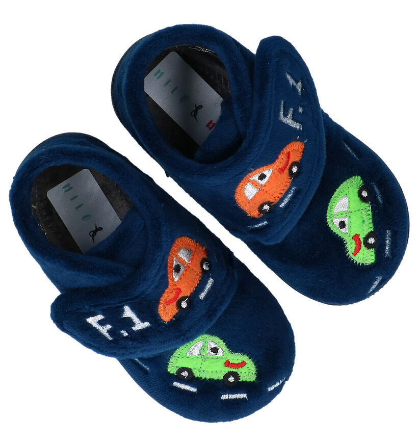 Milo & Mila Blauwe Pantoffels in stof (278460)