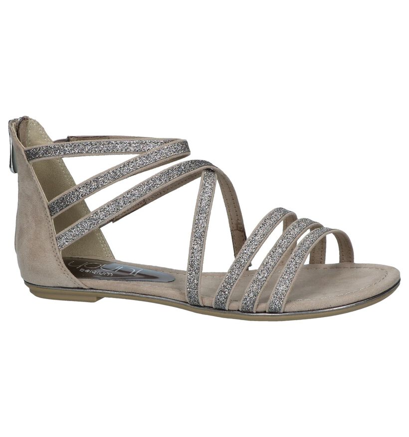 Taupe Sandalen Youh! in stof (242992)