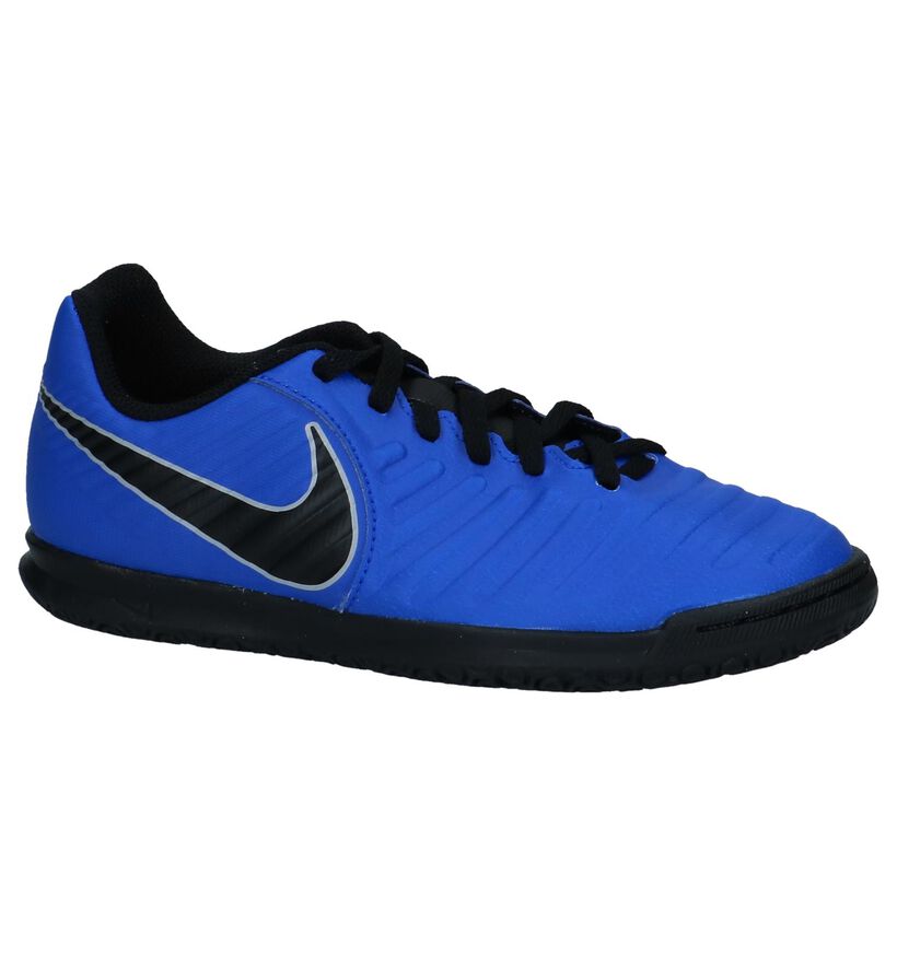 Nike JR Tiempo Blauwe Zaalvoetbalschoenen in kunstleer (235580)
