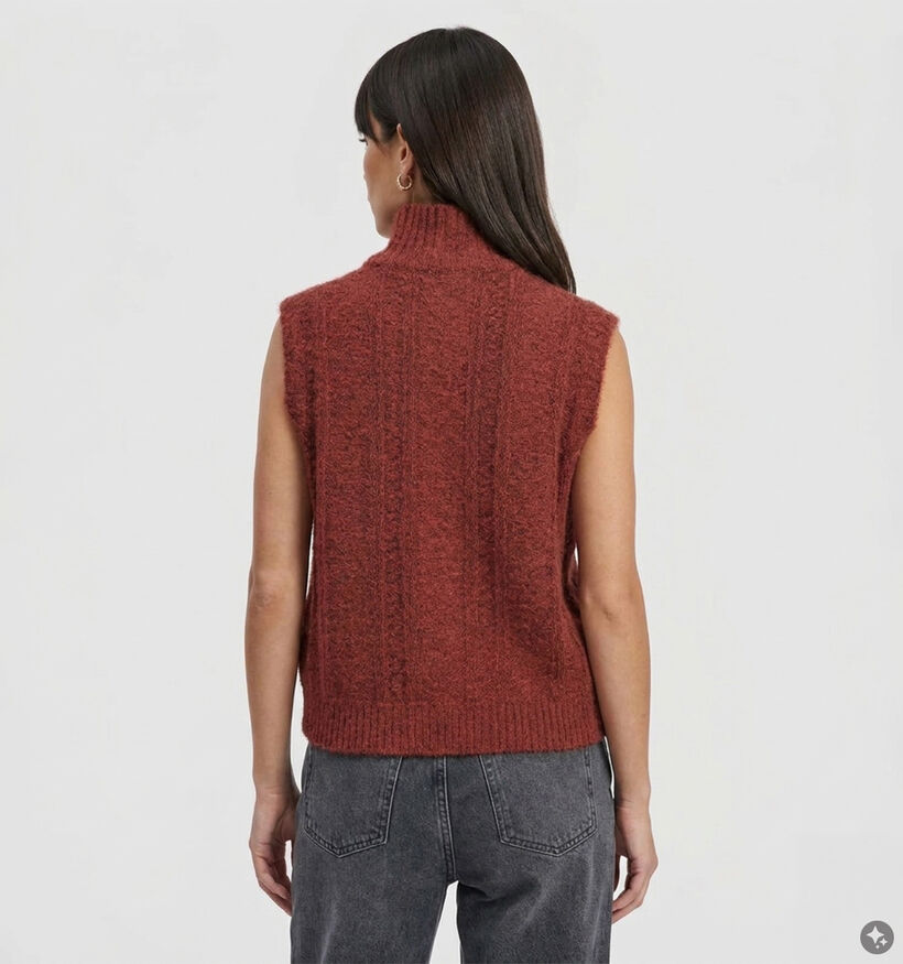 Vila Gleeba Half Zip Knit Pull sans manches en Bordeaux pour femmes (379741)