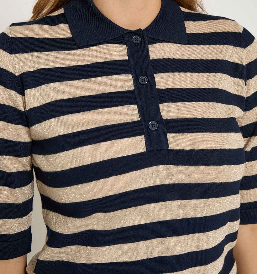 Minus Alice Knit Beige/Zwarte Polo T-shirt voor dames (366697)