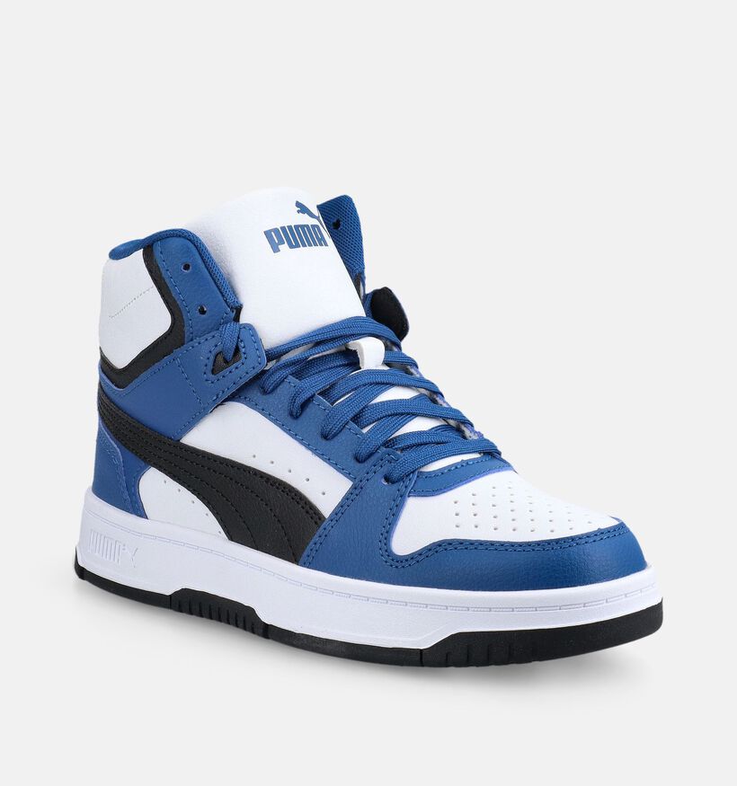 Puma Rebound Slam Mid Witte/Blauwe Hoge Sneakers voor jongens (375573) - geschikt voor steunzolen