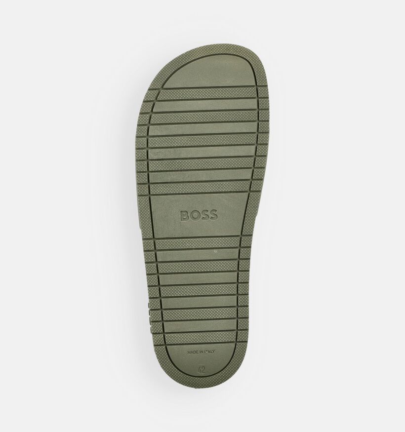BOSS Aryeh Slide Claquettes en Vert kaki pour hommes (369004)