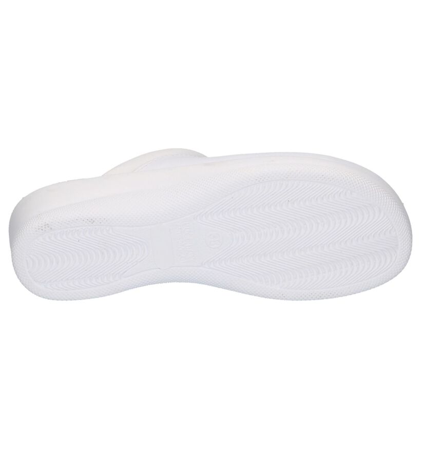 Witte Comfortabele Slippers Dream by Fly Flot in leer (220776)