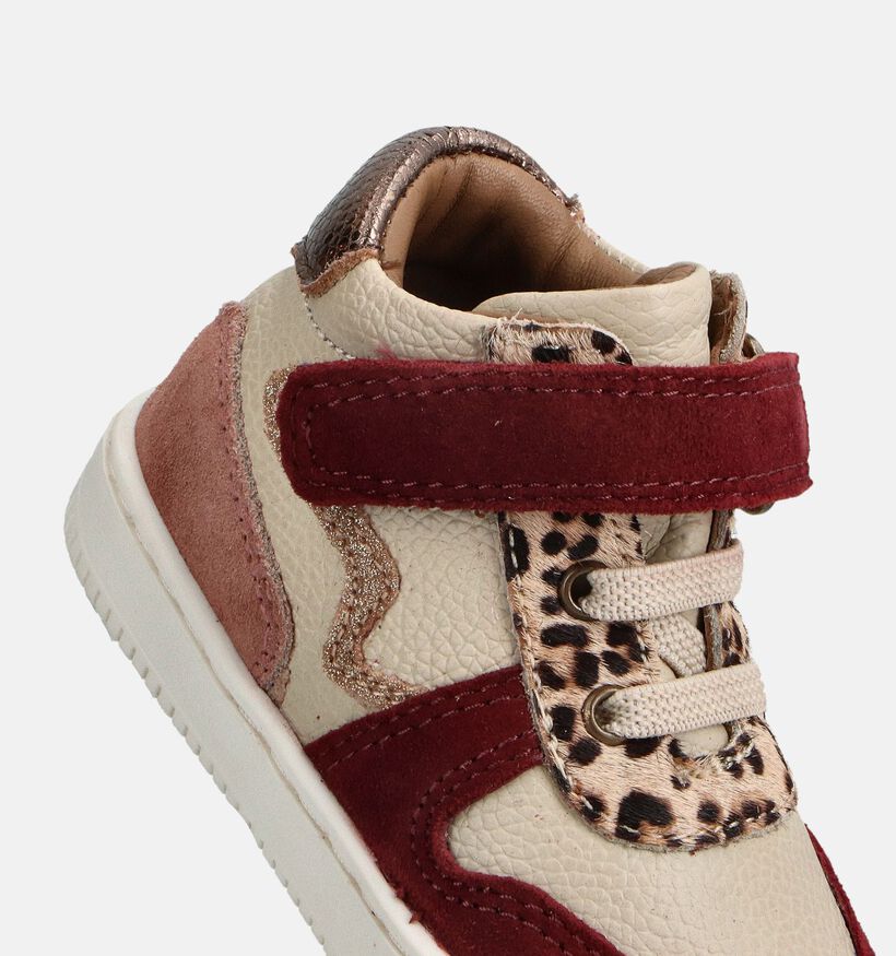 Milo & Mila Baskets en Beige/Bordeaux pour filles (380650) - pour semelles orthop&eacute;diques