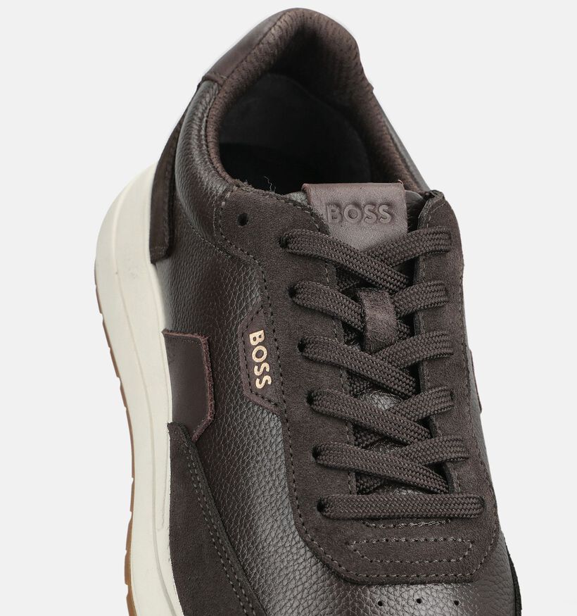 BOSS Vinston Runn Chaussures plates en Brun fonc&eacute; pour hommes (375711)