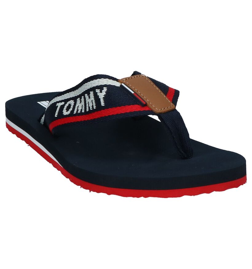 Donkerblauwe Teenslippers Tommy Hilfiger Mens Beach Sandal in stof (212299)