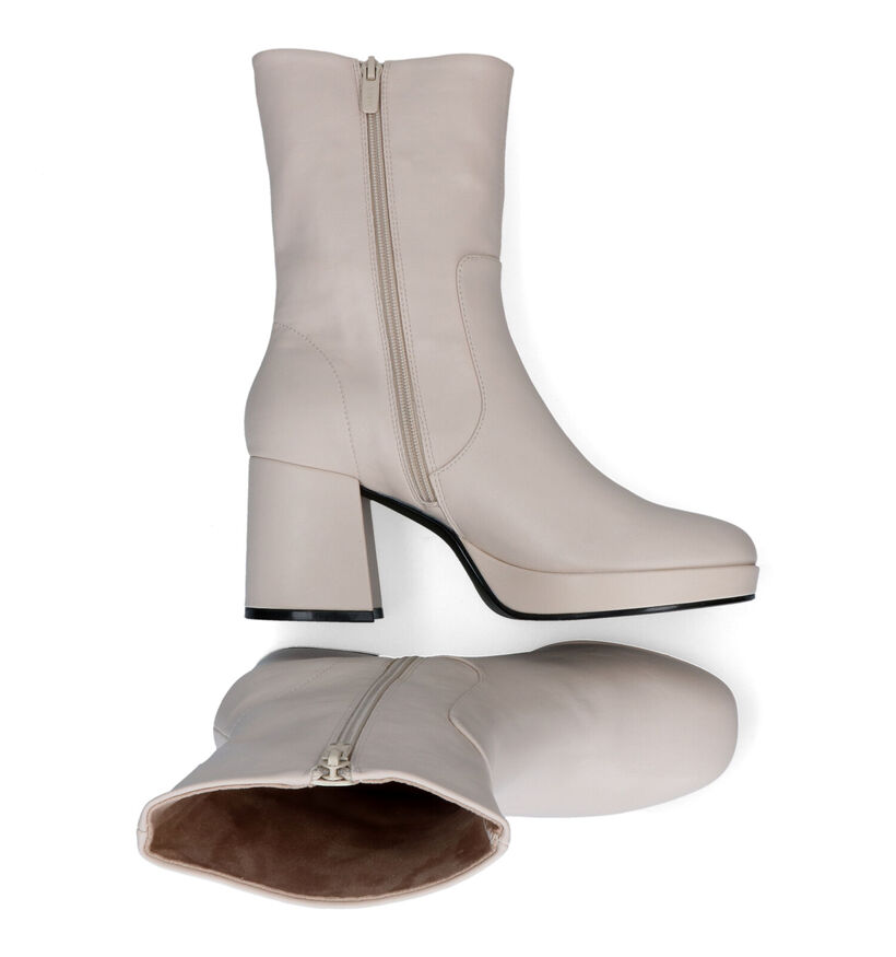 Mexx Kiwi Ecru Enkellaarzen met blokhak voor dames (329904)