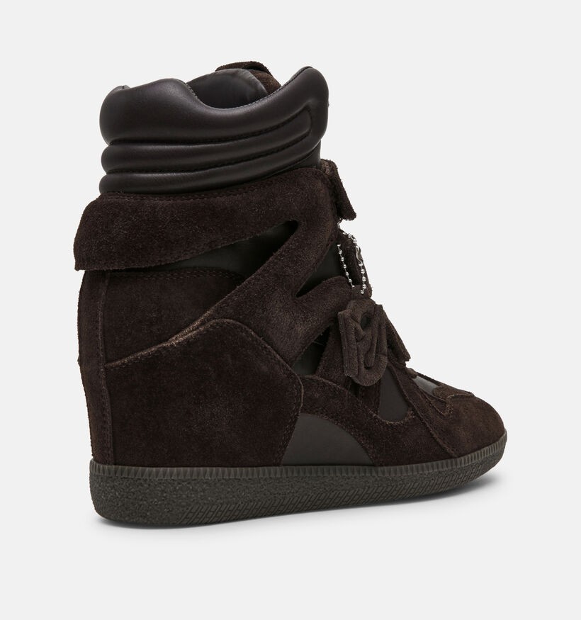 Steve Madden Mavis Donkerbruine Hoge Sneakers met Sleehak voor dames (378159)