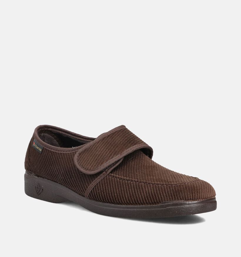 Torfs Home Pantoufles ferm&eacute;es en Brun fonc&eacute; pour hommes (381339)