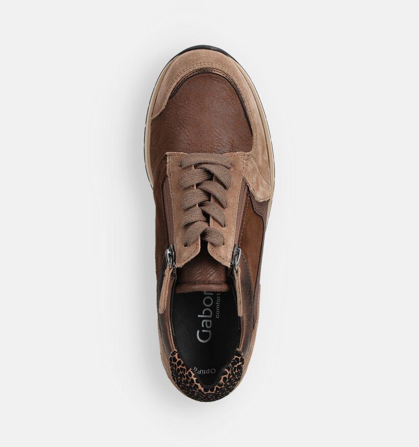 Gabor Bruine Rits-veterschoenen voor dames (360295) - geschikt voor steunzolen
