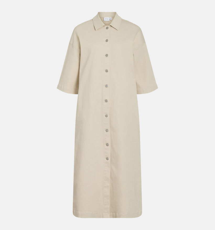 Vila Chia 3/4 Denim Robe chemise en Beige pour femmes (374294)