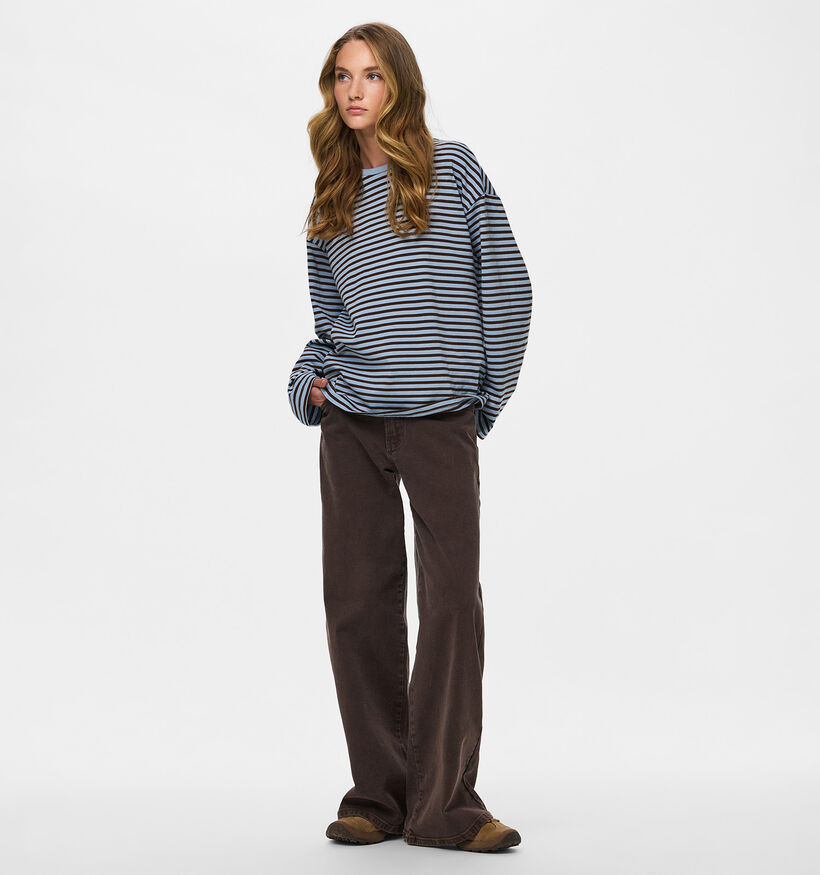 Pieces Sadie Blauwe T-shirt met Strepen voor dames (378353)