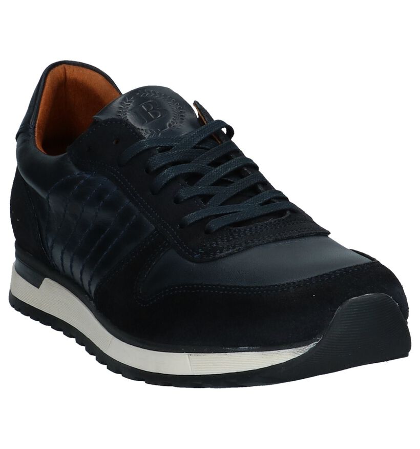 Donkerblauwe Casual Veterschoenen Borgo Sport in leer (227591)