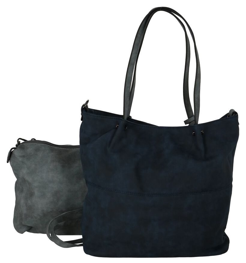 Donkerblauwe 2 in 1 Shopper Emily & Noah in kunstleer (227475)