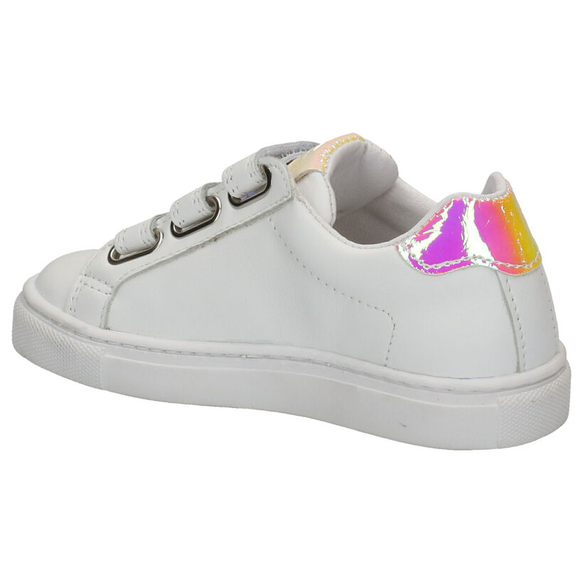 Little David Stripes 2 Chaussures à Velcro en Blanc en cuir (272940)