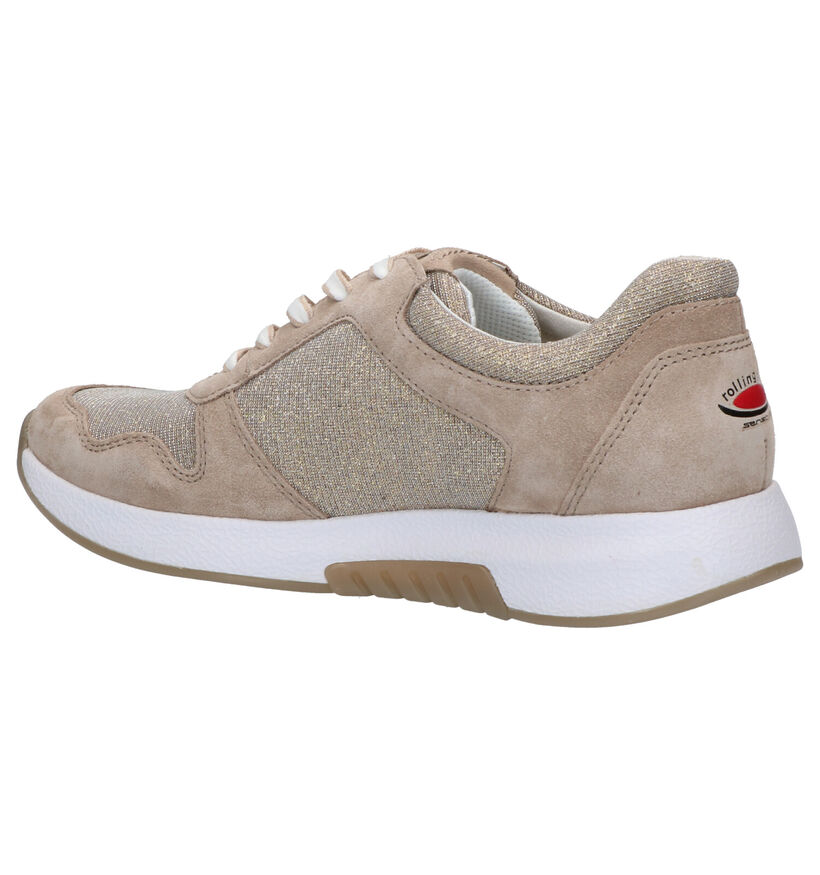 Gabor Rollingsoft Taupe Veterschoenen in daim (271548)