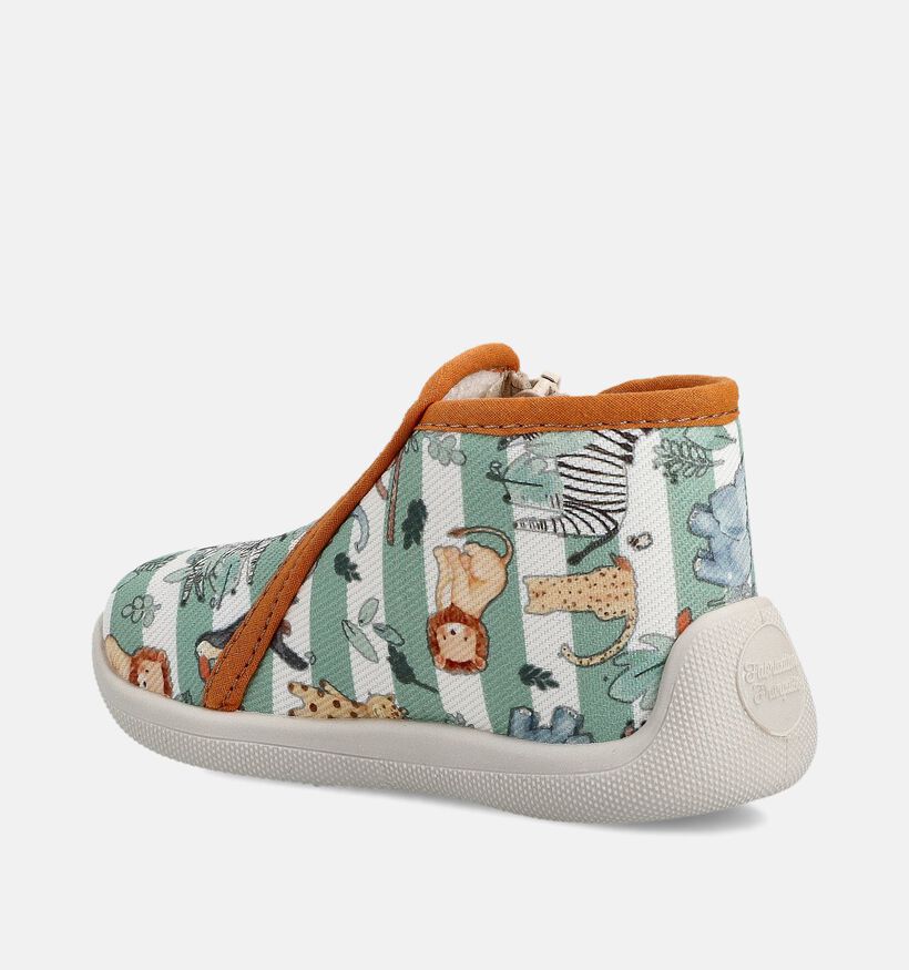 Milo & Mila Zoo Gestreepte Pantoffels Groen voor meisjes, jongens (374921) - geschikt voor steunzolen