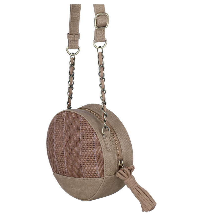 Woomen Dahlia Vegan Taupe Crossbody Tas in kunstleer (290421)