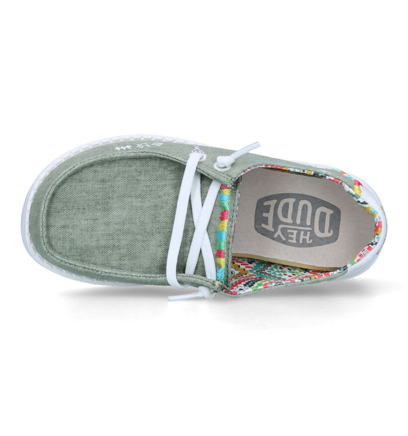 HEYDUDE Wendy Youth Boho Mocassins en Vert Kaki pour filles (322992) - pour semelles orthopédiques