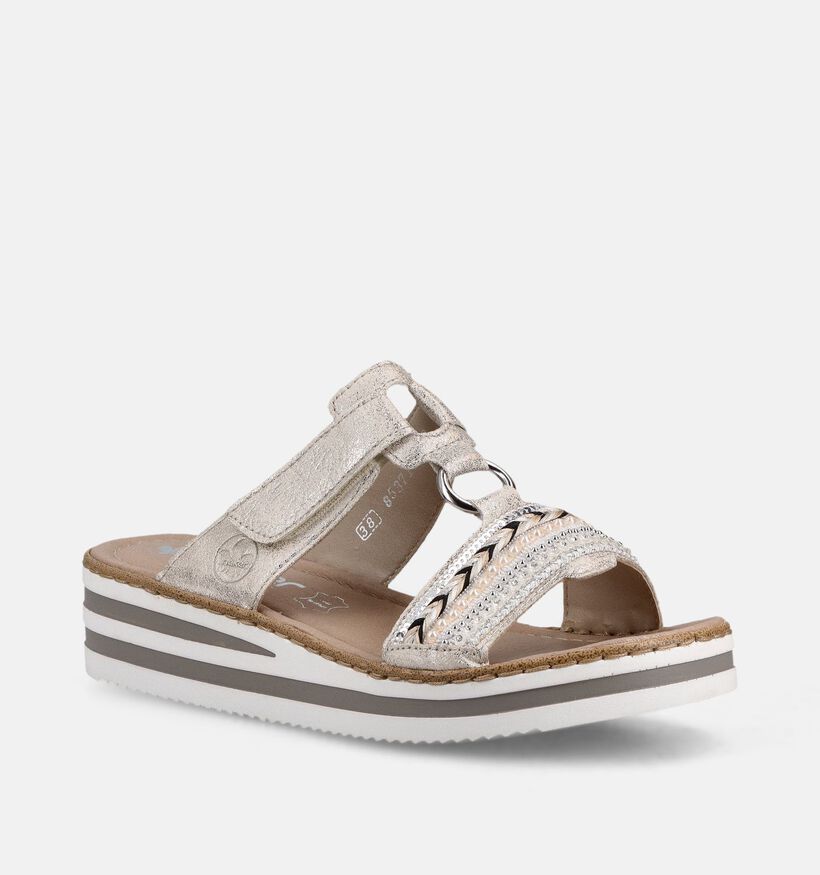 Rieker Nu-pieds compens&eacute;es en Or pour femmes (370384)