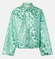 Pieces Molly Jacquard Greenery Flowers Manteau en Vert pour femmes (381155)