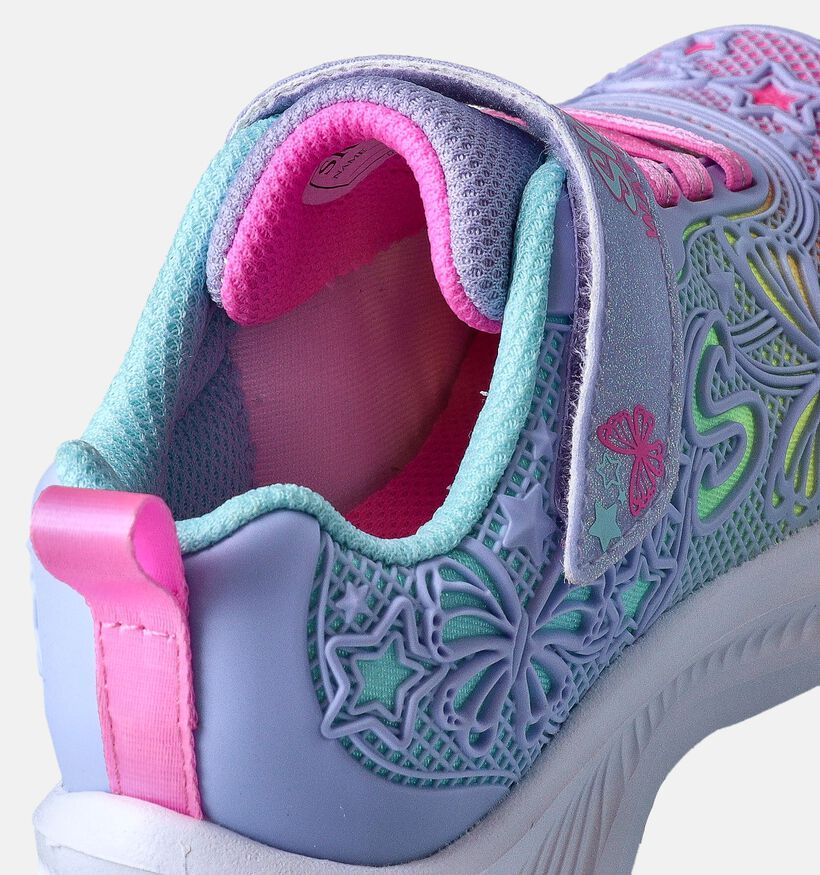 Skechers Jumpsters 2.0 Butterfly Flush Baskets en Bleu pour filles (361575)