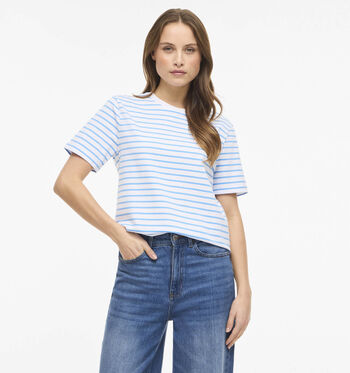 Vila T-shirts Blauw/Rood