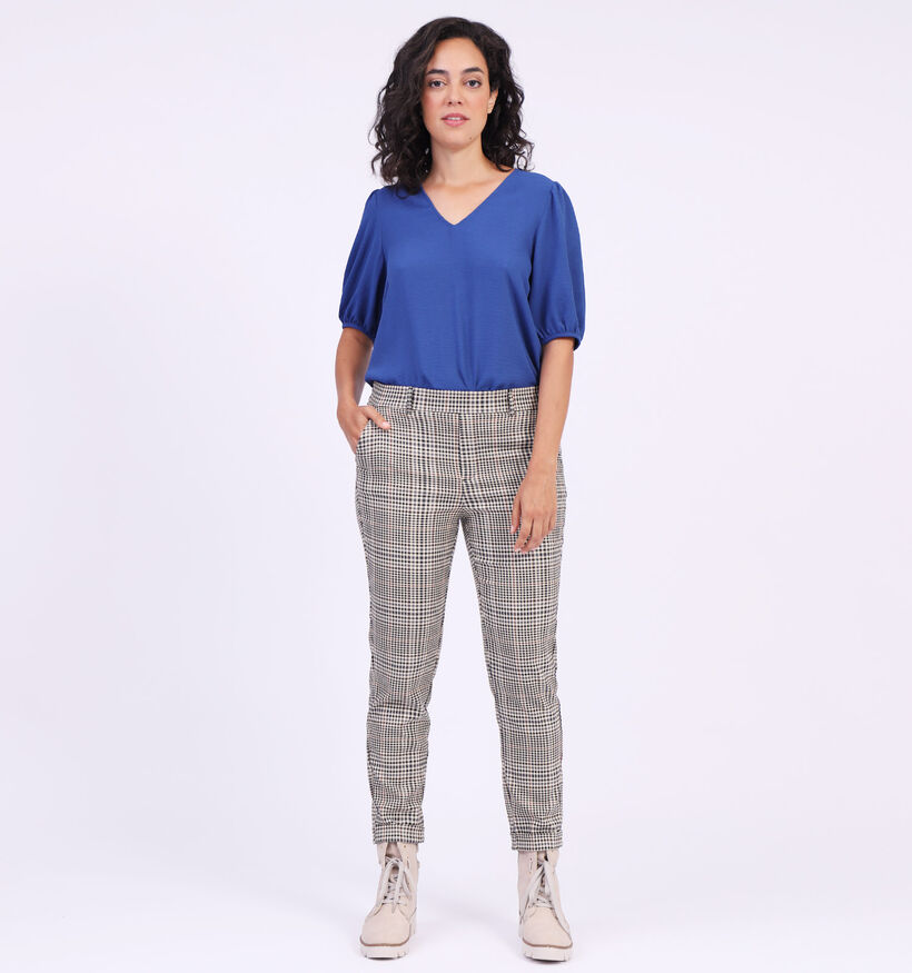 Vero Moda Maya Mr Loose Lin Pantalon à carreaux en Brun L30 pour femmes (330846)