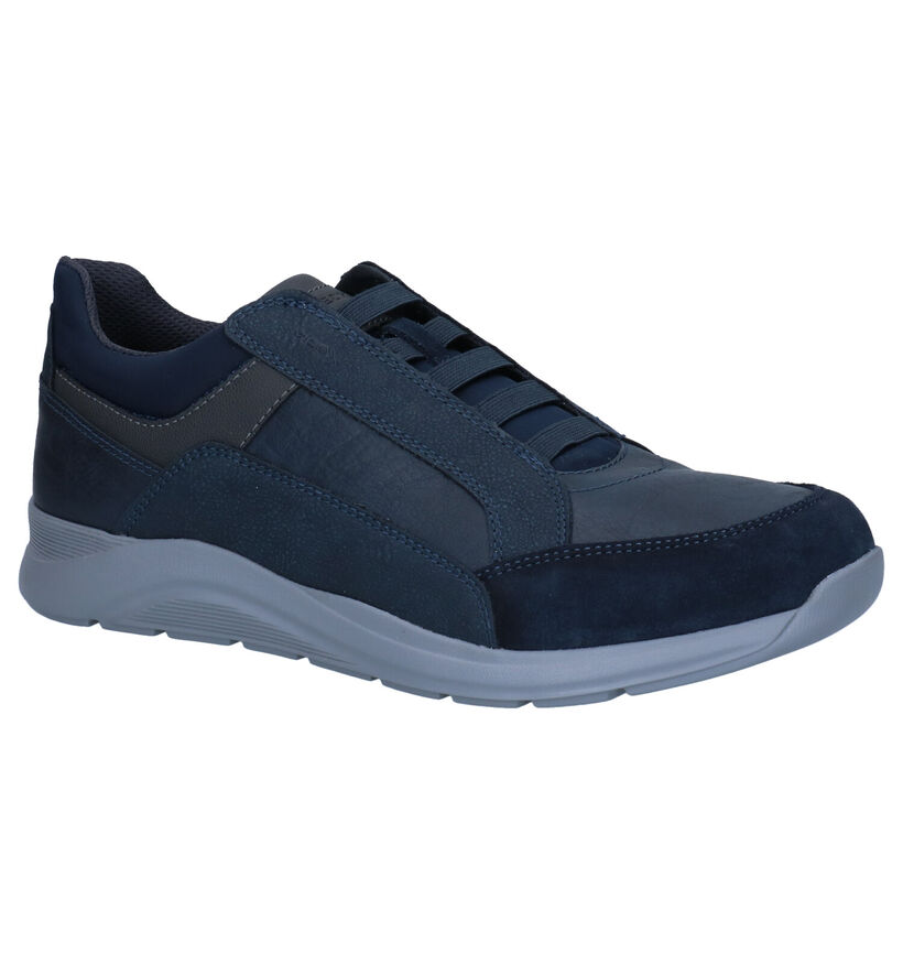 Geox Damiano Chaussures Slip-on en Bleu en cuir (294055)
