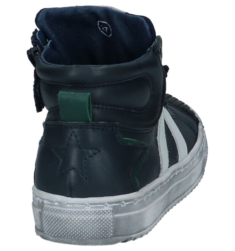 Little David Karl Donker Blauwe Hoge Sneakers in leer (232492)