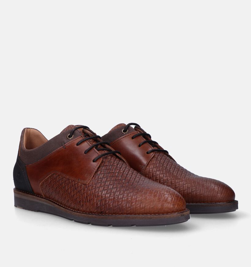 Bullboxer Chaussures à lacets en Cognac pour hommes (332271) - pour semelles orthopédiques